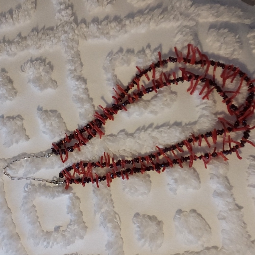 Coral, imitation, necklace